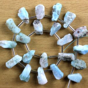 Natural Larimar Gemstone Strand: 21 Uneven Rough Pieces, 7x12-8x15mm Natural Larimar Gemstone Strand: 21 Uneven Rough Pieces, 7x12-8x15mm