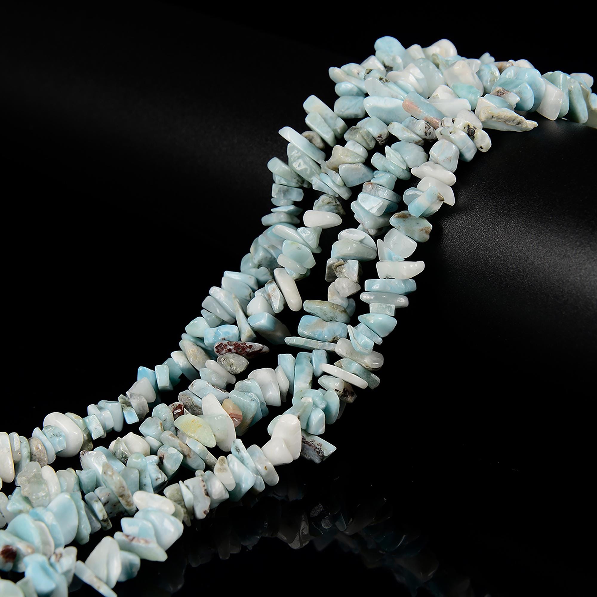 Natural Grade A Larimar Irregular Pebble Nugget Chips Beads Size 7-8mm 32"strand