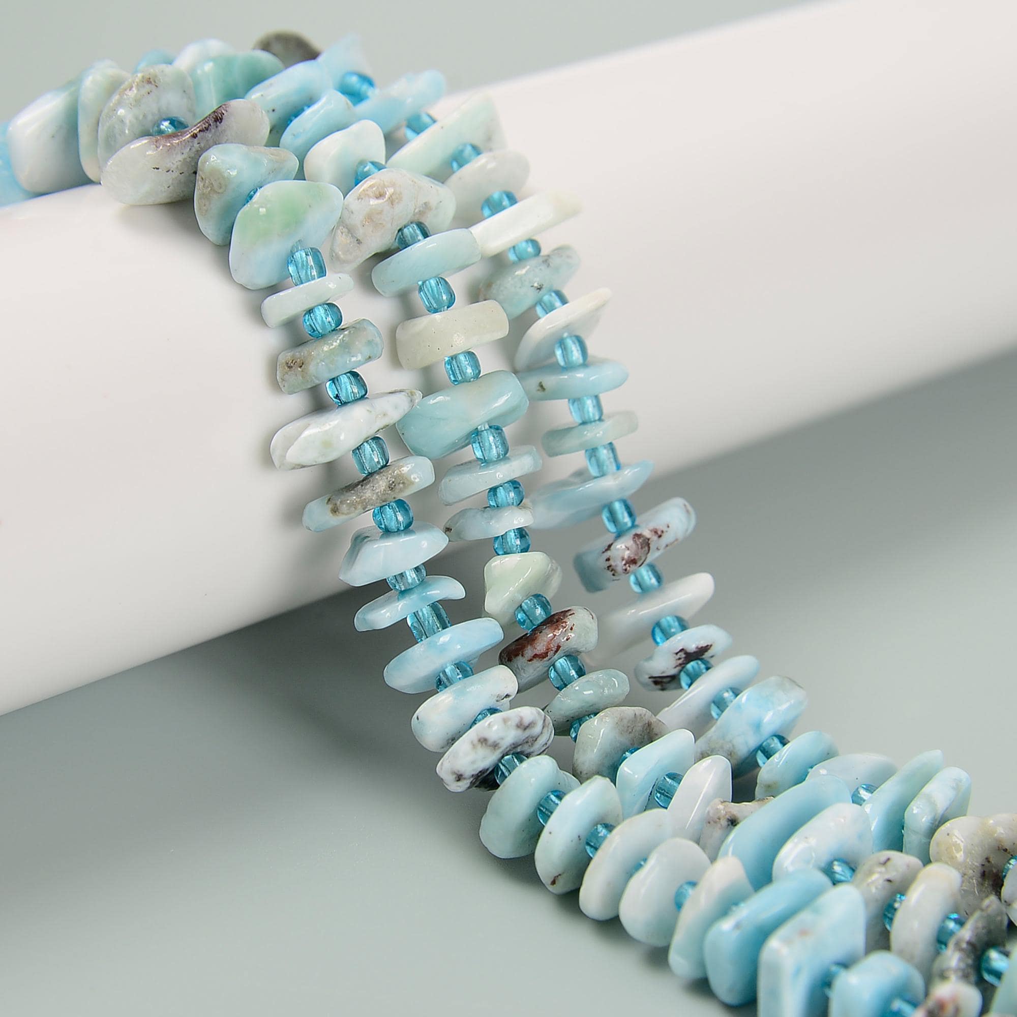 Natural Larimar Irregular Pebble Nugget Slice Beads Size 3-4x8-12mm 15.5''strand