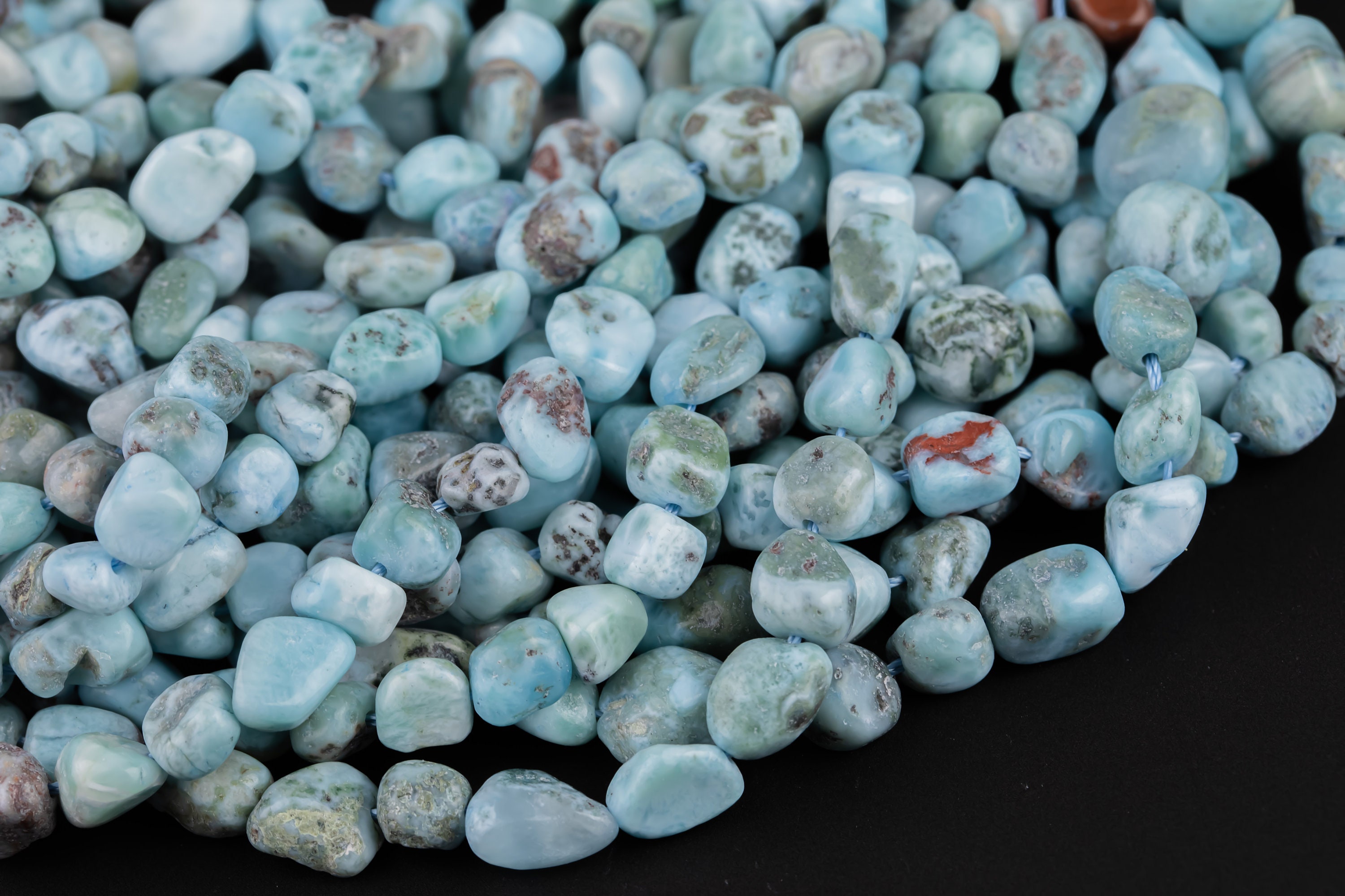 Natural Larimar Nugget Beads - Around 8x10mm Dimensions -16 Inch Strand - Wholesale Pricing Gemstone Beads Natural Larimar Nugget Beads - Around 8x10mm Dimensions -16 Inch Strand - Wholesale Pricing Gemstone Beads