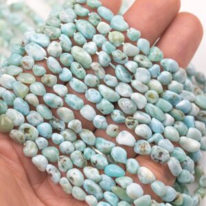 Natural Larimar Nugget Beads - Around 6x9mm In Dimensions -16 Inch Strand - Wholesale Pricing Gemstone Beads