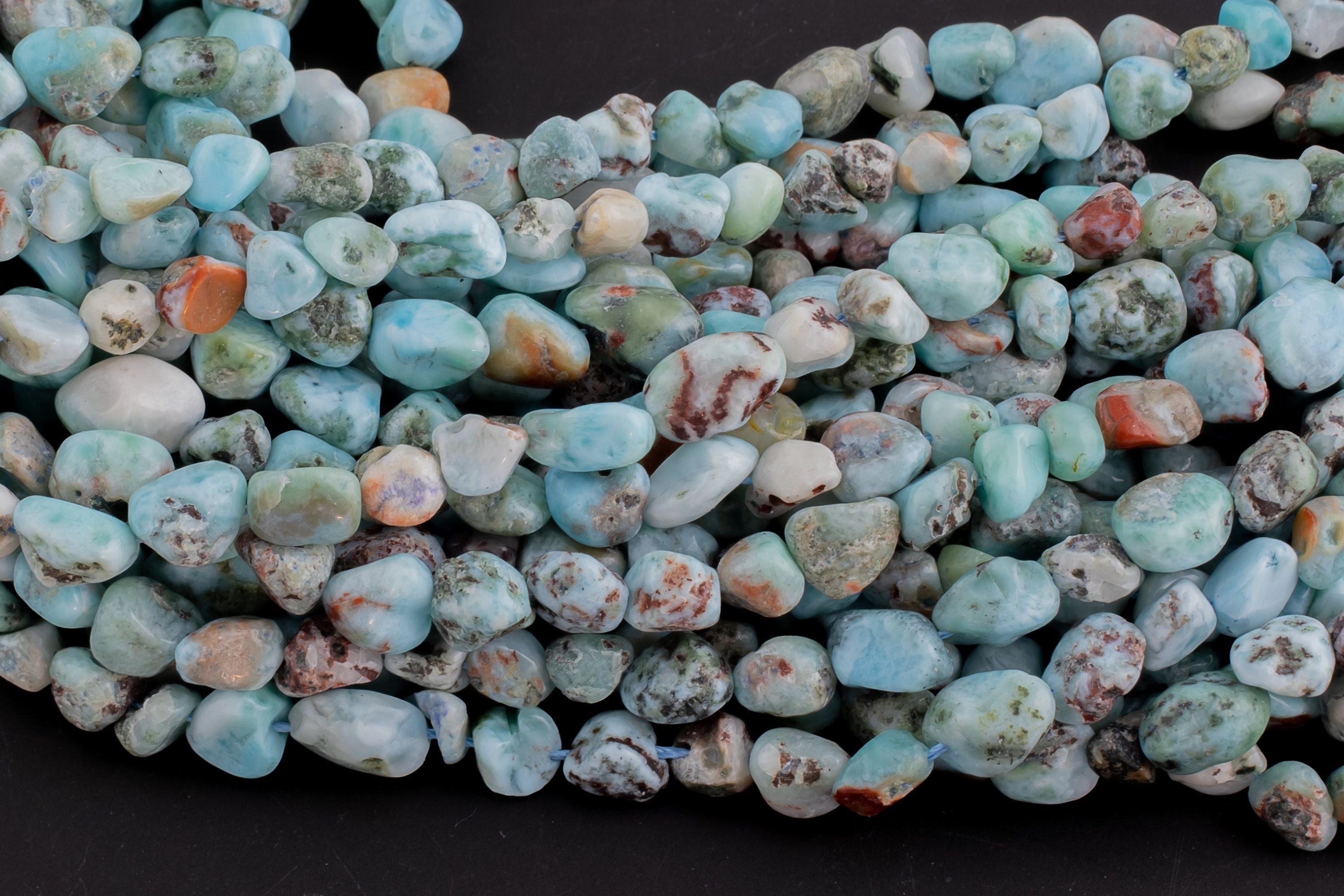 Natural Larimar Nugget Beads - Around 6x10mm In Dimensions -16 Inch Strand - Wholesale Pricing Gemstone Beads Natural Larimar Nugget Beads - Around 6x10mm In Dimensions -16 Inch Strand - Wholesale Pricing Gemstone Beads