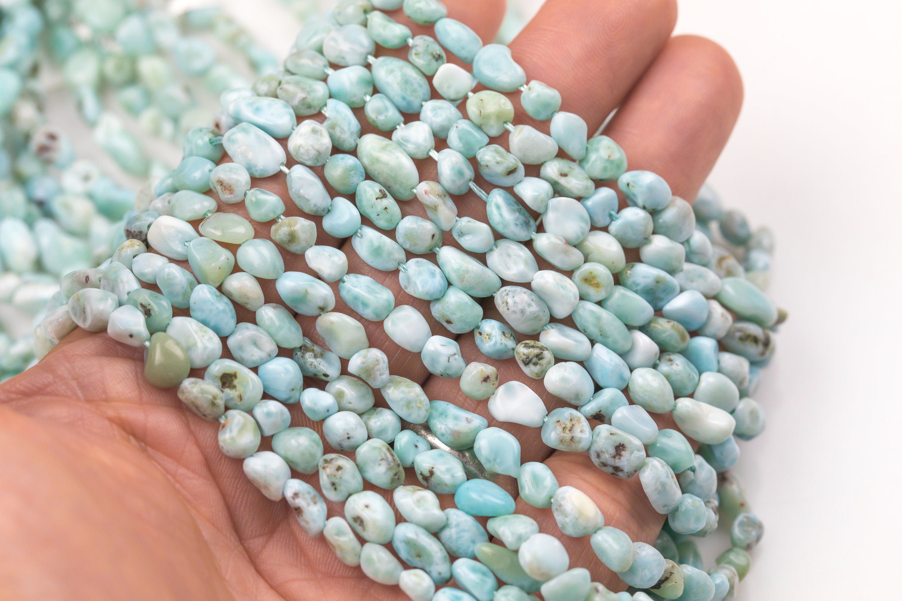 Natural Larimar Nugget Beads - Around 6x9mm In Dimensions -16 Inch Strand - Wholesale Pricing Gemstone Beads