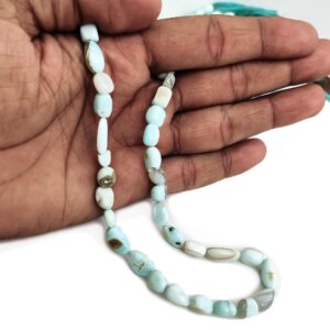 Natural Larimar Smooth Tumble Beads, 8mm To 9mm Larimar Loose Gemstone Beads For Jewelry, 13 Inch Strand, Gde123 Natural Larimar Smooth Tumble Beads, 8mm To 9mm Larimar Loose Gemstone Beads For Jewelry, 13 Inch Strand, Gde123
