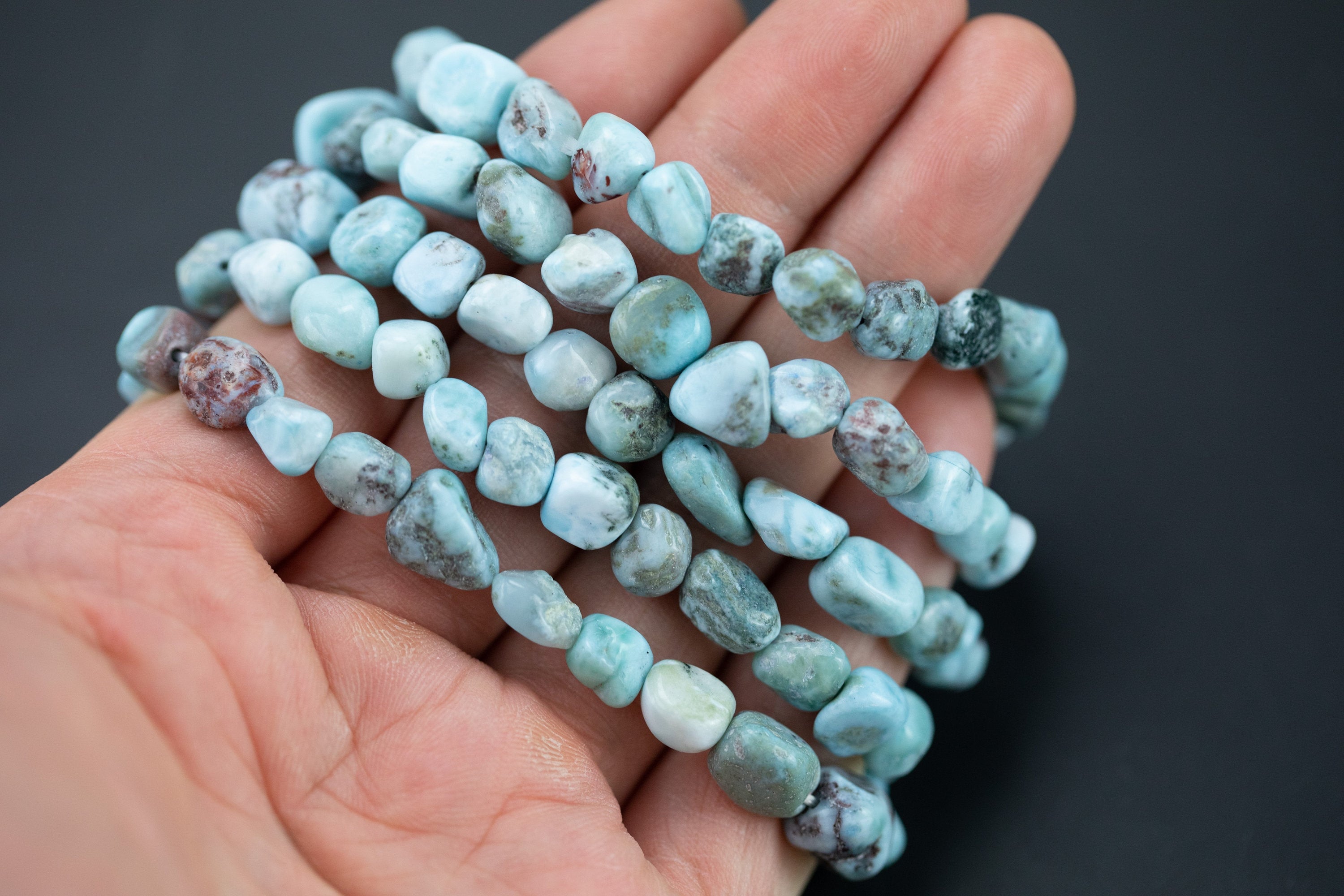 Natural Larimar Stretchy String Oval Bracelet Tumbled Larimar Natural Gemstone Bracelets - Gemstone Nugget Bracelets Handmade Jewelry Natural Larimar Stretchy String Oval Bracelet Tumbled Larimar Natural Gemstone Bracelets - Gemstone Nugget Bracelets Handmade Jewelry