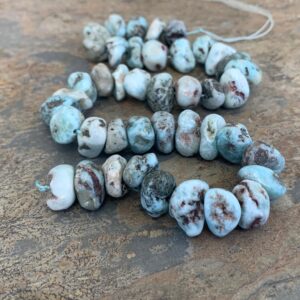 Larimar Nugget Beads, 15 x 19mm Approximately, 16 inch strand