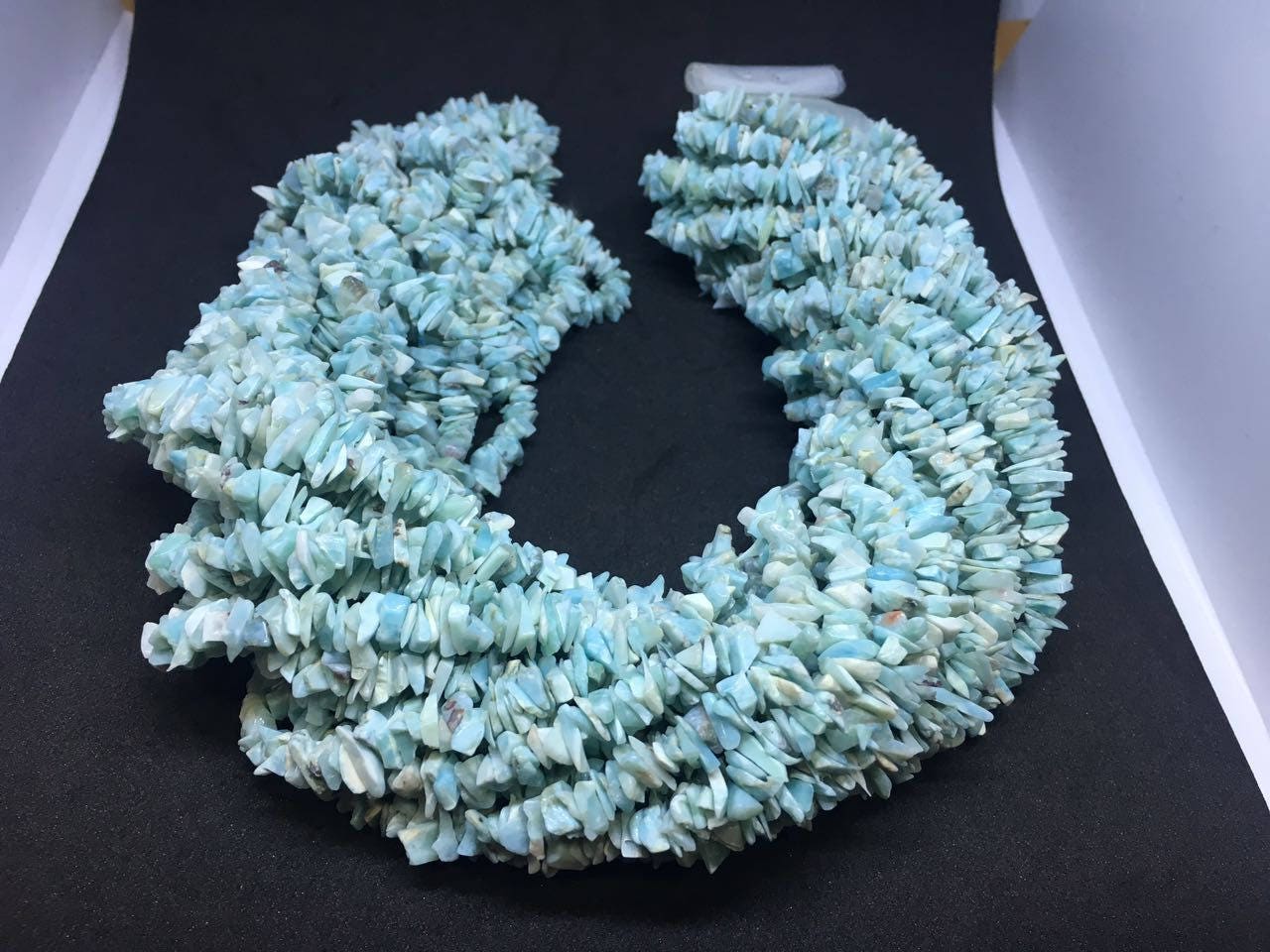 Pack Of 10 Strands / Quantity Pack- Natural Larimar Uncut Chips Shape Gemstone Beads, 36 Inch Long Strand For Sale Pack Of 10 Strands / Quantity Pack- Natural Larimar Uncut Chips Shape Gemstone Beads, 36 Inch Long Strand For Sale