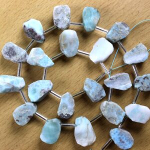 Raw Larimar Gemstone Pieces: Natural Blue Jewelry Making (7x11-10x14 Mm)