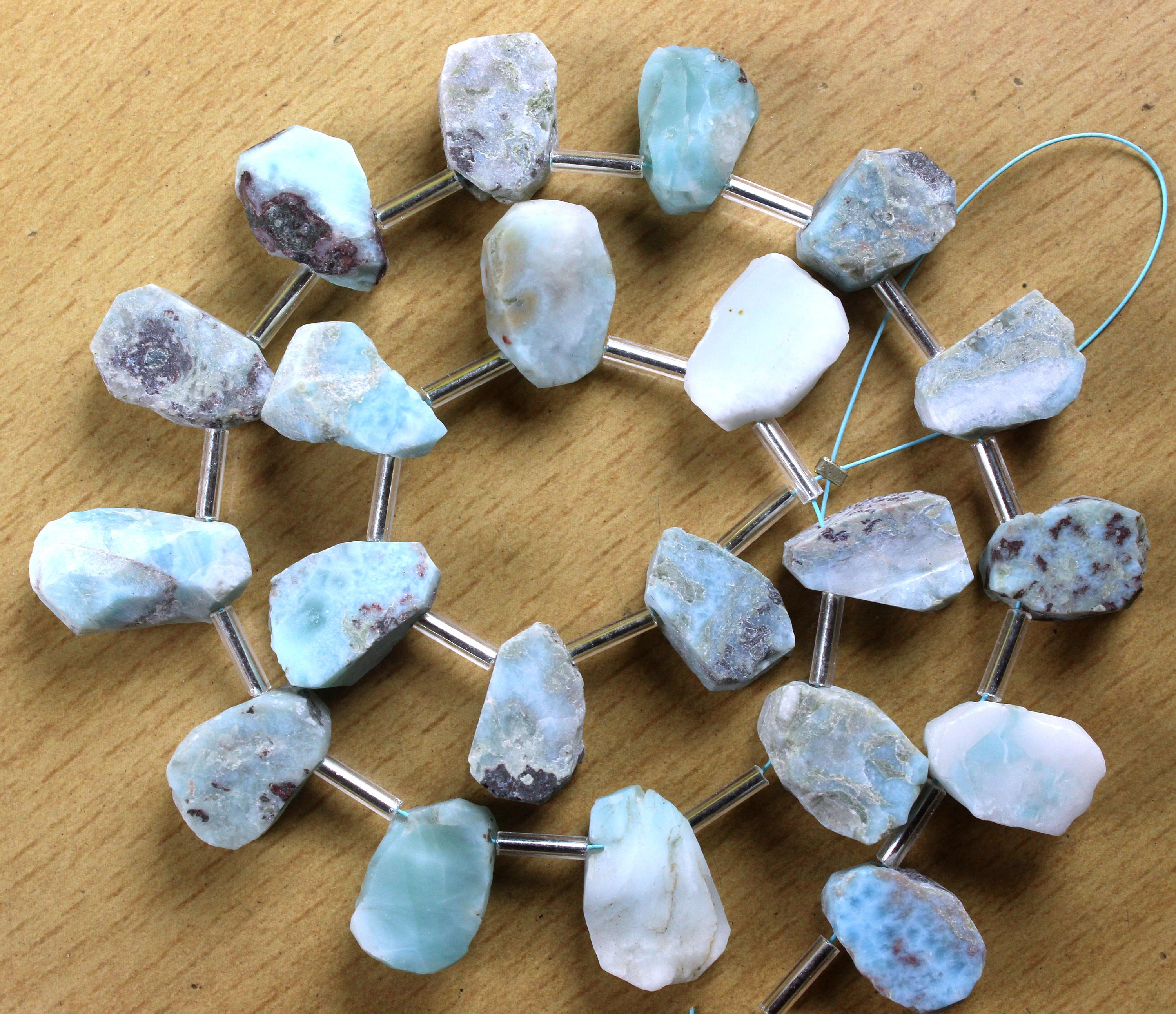 Raw Larimar Gemstone Pieces: Natural Blue Jewelry Making (7x11-10x14 Mm)
