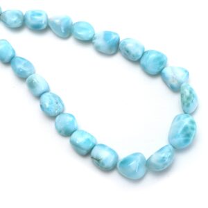 Larimar Smooth Tumble Beads, 7x9 mm To 12x14 mm, Larimar Jewelry Making Beads, 8 Inches / 18 Inches Full Strand, Price Per Strand