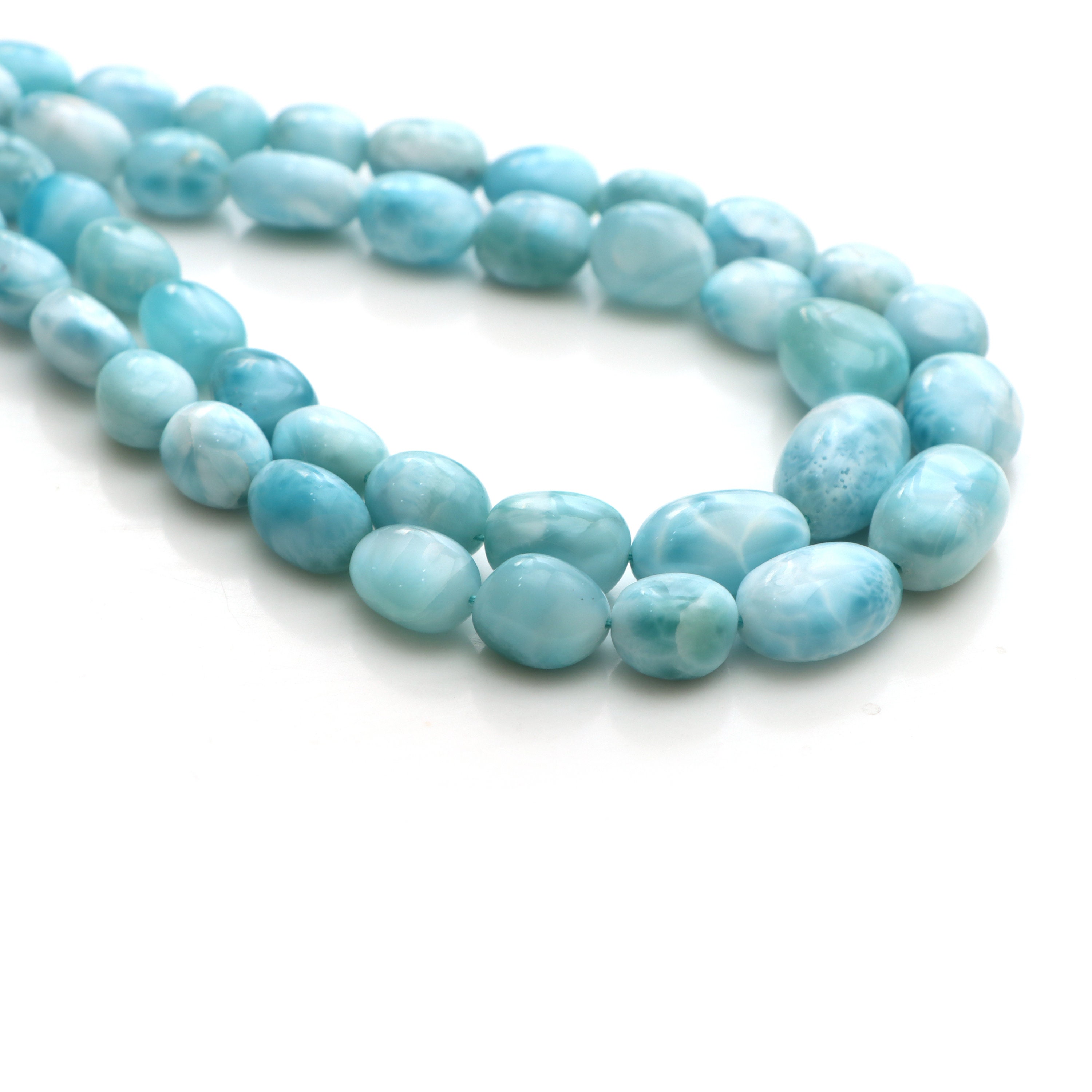 Larimar Smooth Tumble Beads, 8.5x10 To 12x17 Mm, Plain Larimar Tumble, Larimar Jewelry Making Beads, 8 Inch / 16 Inch Strand, Larimar Mani