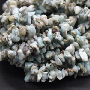 Speckled Larimar Gemstone Chips Nuggets Beads - 5mm - 8mm, 32" Strand