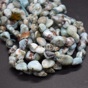 Speckled Larimar Gemstone Tumblestone Nugget Pebble Beads - 5mm - 8mm - 15" Strand