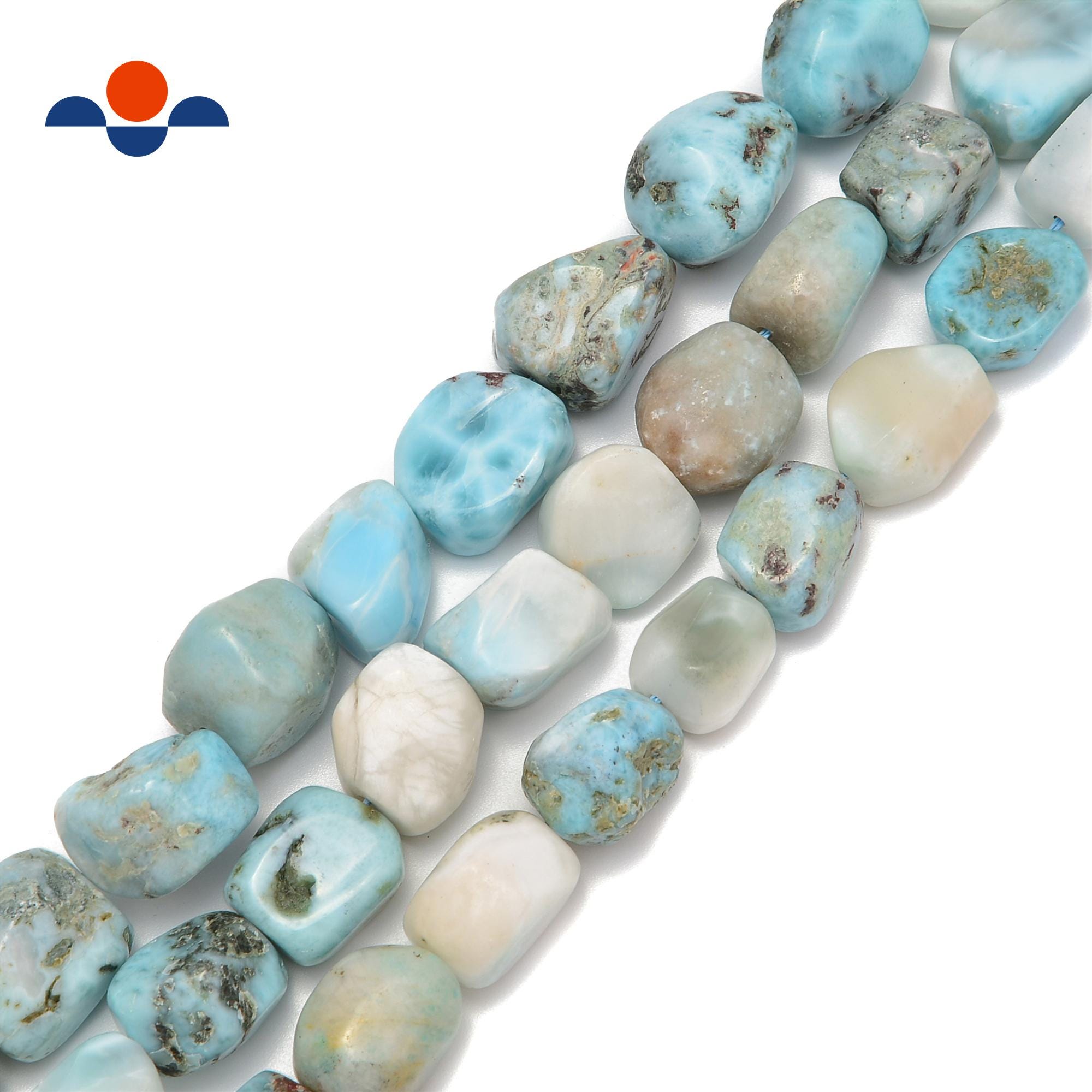 Larimar Tumbled Nugget Beads 8x12mm 10x12mm 12x16mm 13x18mm 18x25mm 15.5‘’ Strnd