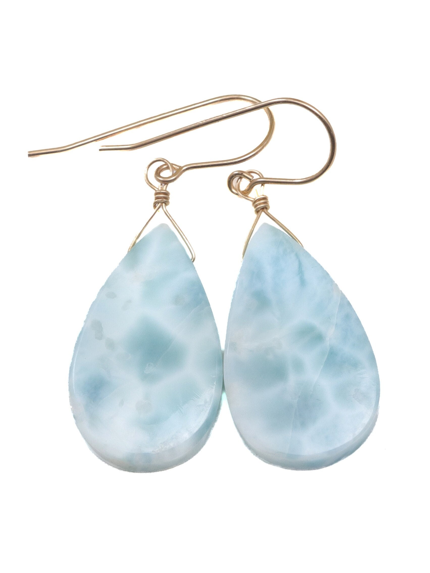 Blue Larimar Earrings Natural Large Pear Teardrops Smooth Drop 14k Solid Gold Or Yellow Or Rose Goldfilled Or Sterling Silver Baby Blue 1.8 Blue Larimar Earrings Natural Large Pear Teardrops Smooth Drop 14k Solid Gold Or Yellow Or Rose Goldfilled Or Sterling Silver Baby Blue 1.8