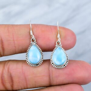 Larimar Dangle Earrings: 925 Sterling Silver, Dominican Jewelry Larimar Dangle Earrings: 925 Sterling Silver, Dominican Jewelry