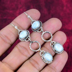 Genuine Larimar Earrings, 925 Solid Sterling Silver Gemstone Earrings, Oval Shape Larimar Handmade Earrings, Larimar Jewelry, Gift For Women Genuine Larimar Earrings, 925 Solid Sterling Silver Gemstone Earrings, Oval Shape Larimar Handmade Earrings, Larimar Jewelry, Gift For Women