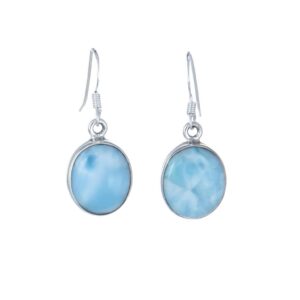 Genuine Larimar Dangle & Drop Earrings 925 Solid Sterling Silver Earrings Made in Canada