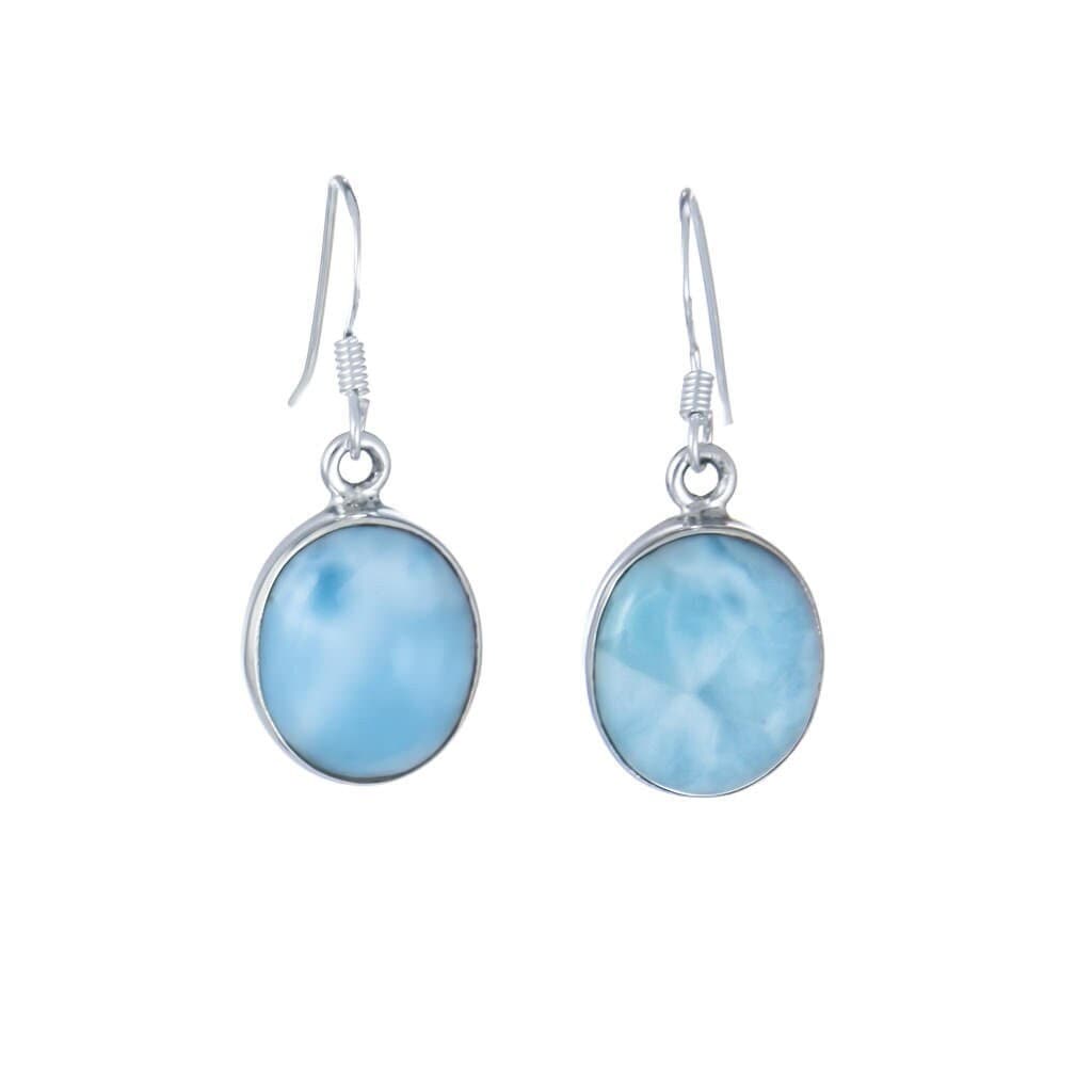 Genuine Larimar Dangle & Drop Earrings 925 Solid Sterling Silver Earrings Made In Canada