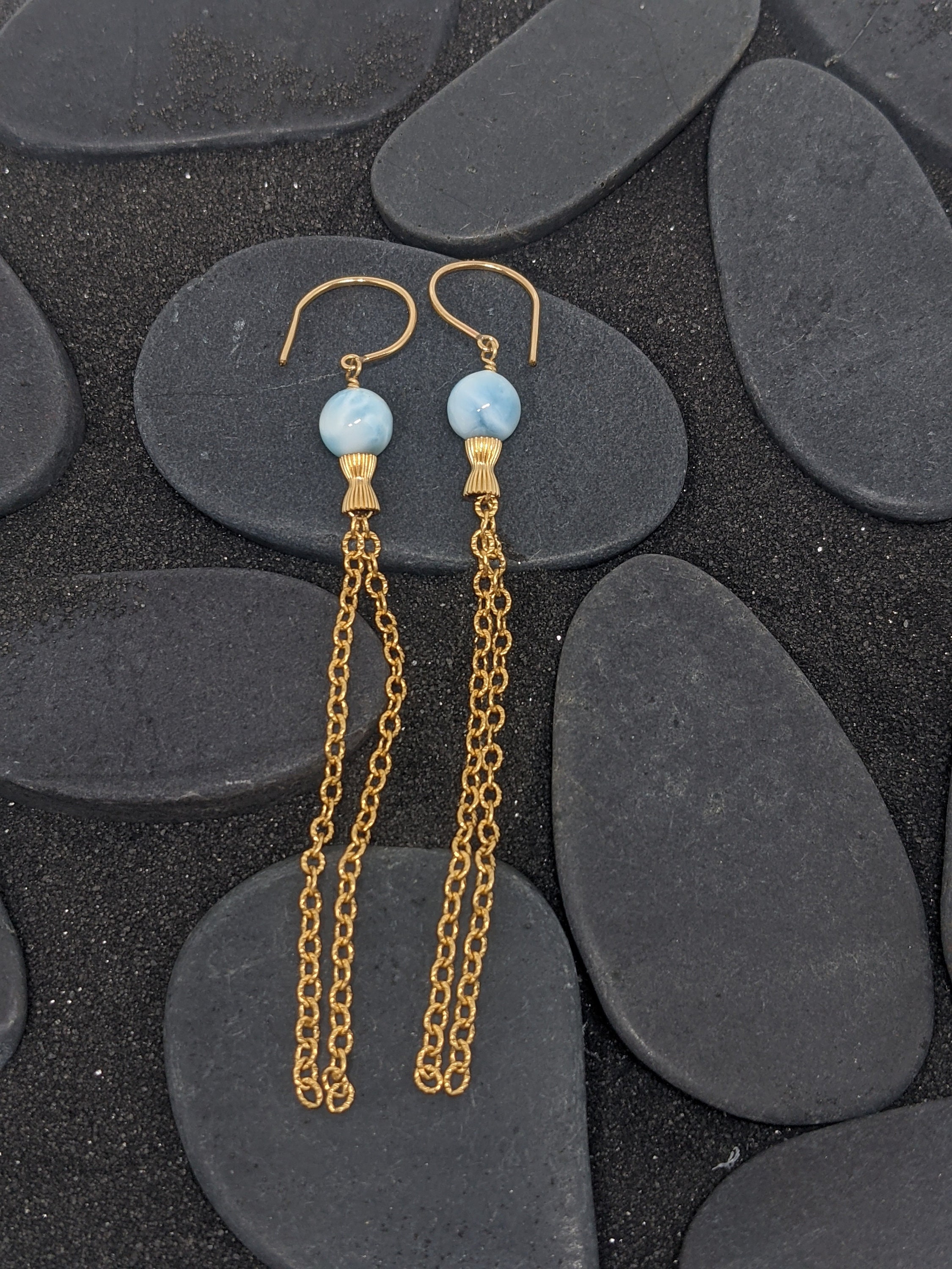 Gold-filled And Larimar Earrings