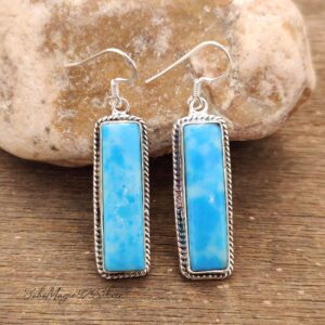 Handmade Larimar Sterling Silver Dangle Earrings: Promise Gift Handmade Larimar Sterling Silver Dangle Earrings: Promise Gift