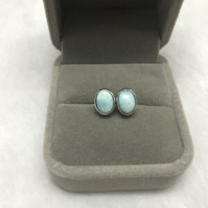 Natural 7x9mm Oval Blue Larimar Genuine Gemstone Stud Earrings---1 Pair (2pcs) Natural 7x9mm Oval Blue Larimar Genuine Gemstone Stud Earrings---1 Pair (2pcs)