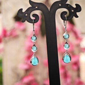 Natural Larimar Dangle Drop For Women 925 Silver Larimar Wedding Long Earrings Multi Gemstone Minimalist Earrings Unique Handmade Earrings Natural Larimar Dangle Drop For Women 925 Silver Larimar Wedding Long Earrings Multi Gemstone Minimalist Earrings Unique Handmade Earrings