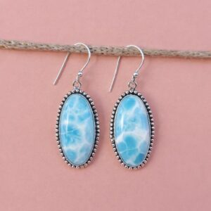 Natural Larimar Sterling Silver Earrings: Blue Gemstone Jewelry Natural Larimar Sterling Silver Earrings: Blue Gemstone Jewelry