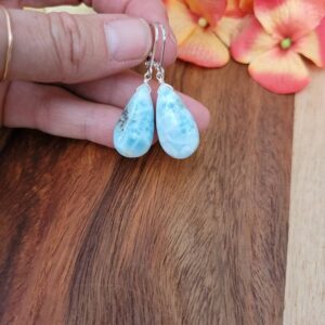 Perfectly Imperfect larimar earrings. Sterling silver gold or rose gold dangle drop earrings
