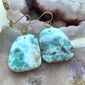 Larimar Statement Earrings: Sterling Silver Ocean Stone Jewelry Larimar Statement Earrings: Sterling Silver Ocean Stone Jewelry