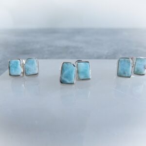 Larimar Earrings, Sterling Gemstone Stud Earrings, Raw Larimar Earrings, Caribbean Larimar Earrings, Raw Crystal, Gemstone Appeal, Gsa