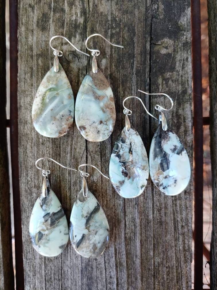 Larimar Earrings. Sterling Silver Larimar Earrings
