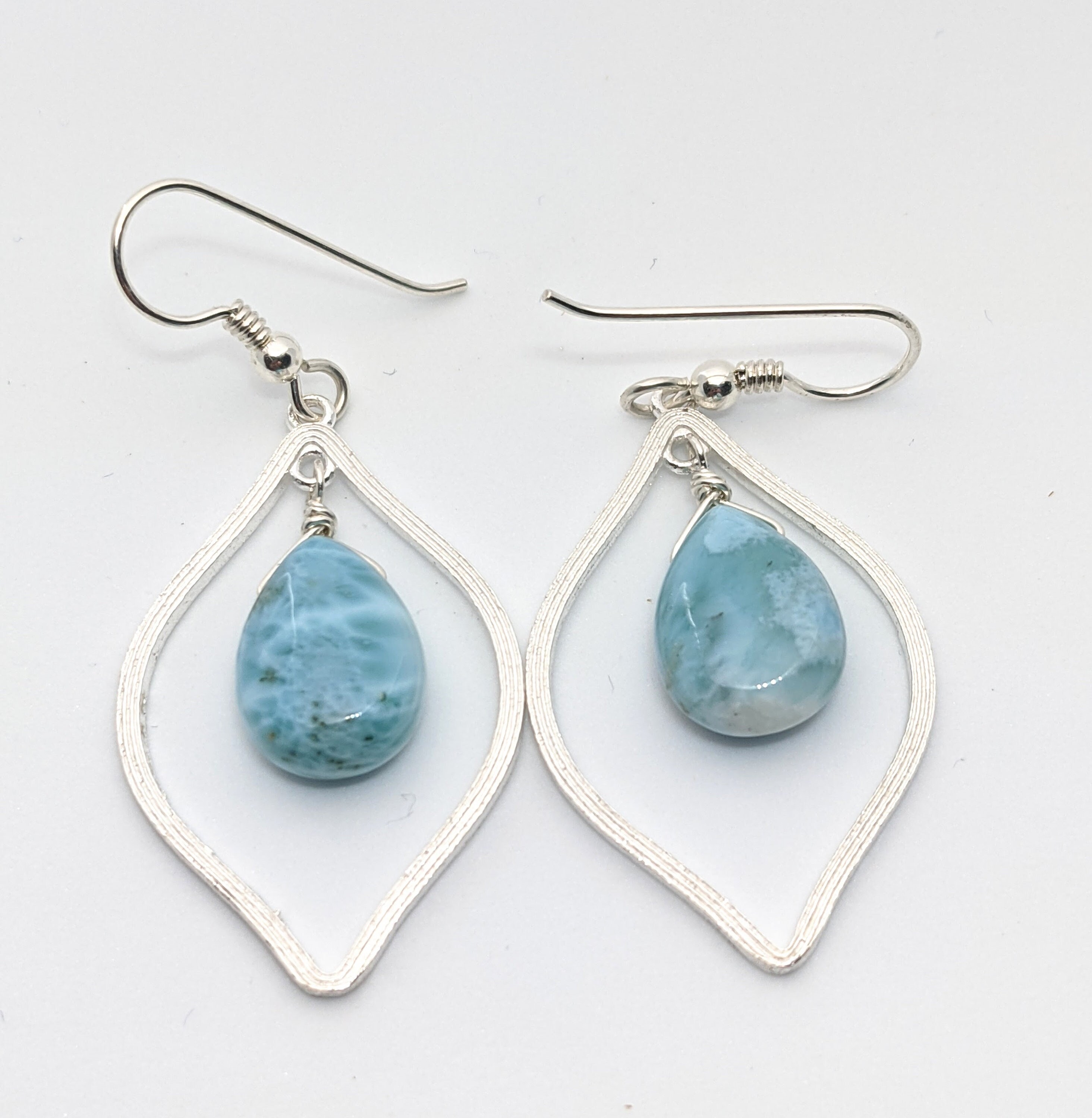 Sterling Silver And Briolette Larimar Earrings