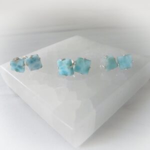 Larimar Earrings Sterling Silver • Gemstone Stud Earrings • Raw Larimar Earrings • Caribbean Larimar Earrings • Raw Crystal • Holiday Gift Larimar Earrings Sterling Silver • Gemstone Stud Earrings • Raw Larimar Earrings • Caribbean Larimar Earrings • Raw Crystal • Holiday Gift