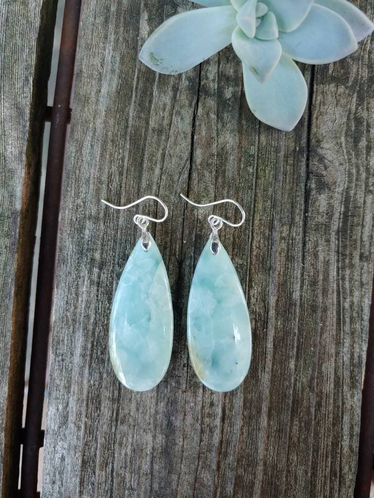 Sweet Larimar Earrings. Sterling Silver Larimar Earrings