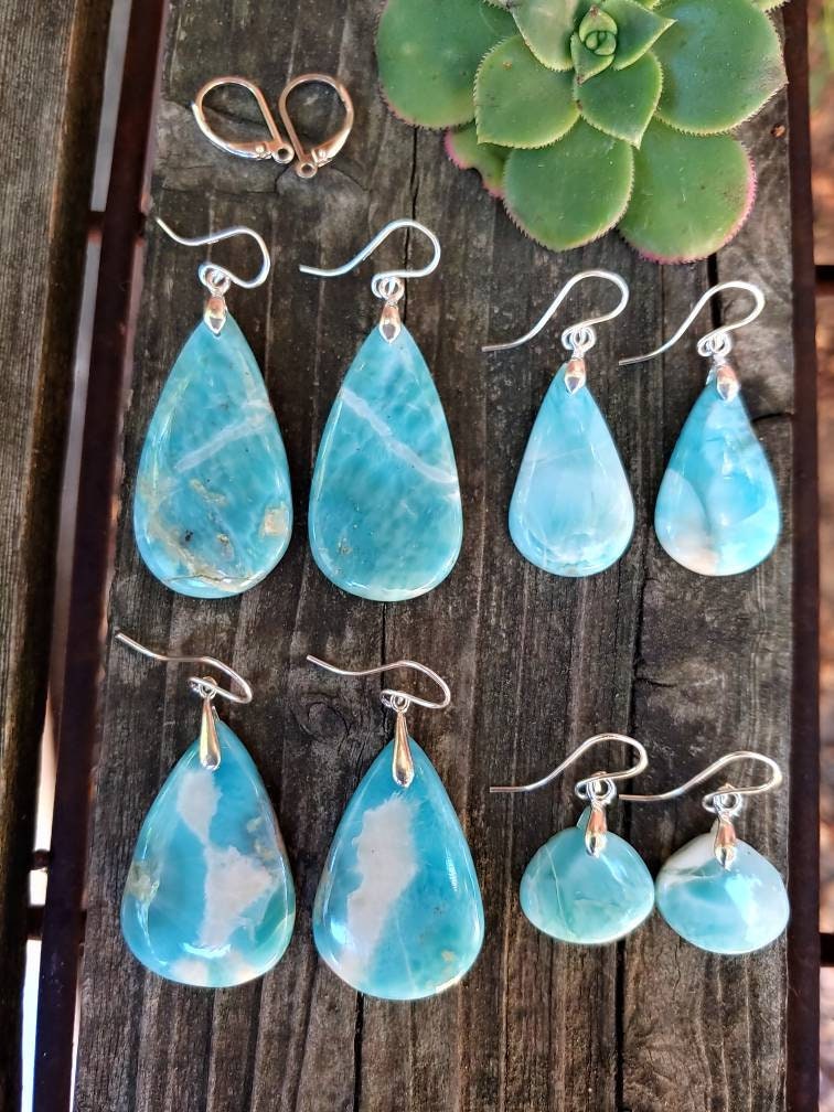 Sweet Larimar Earrings. Sterling Silver Larimar Earrings