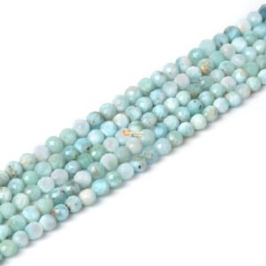 02711 4mm Faceted Larimar Ball Sphere  Loose Beads DIY Jewelry Making Strand 15.5-16"