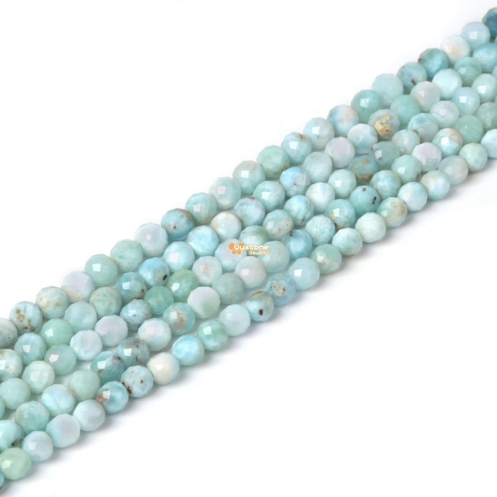 02711 4mm Faceted Larimar Ball Sphere  Loose Beads Diy Jewelry Making Strand 15.5-16"