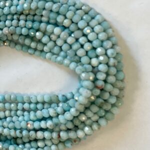 100% natural 4mm faceted round Dominican Larimar Gemstone beads- -15.5 inch strand