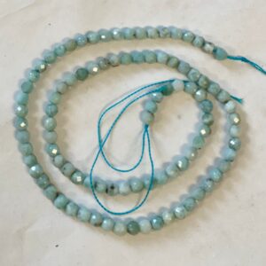 100% Natural Dominican larimar 4mm Faceted Round Gemstone Beads--15.5 inch strand