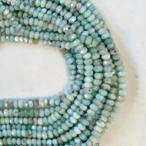 100% Natural Dominican Larimar 3x2mm Faceted Rondell Larimar Beads--15.5 inch, Gemstone Beads