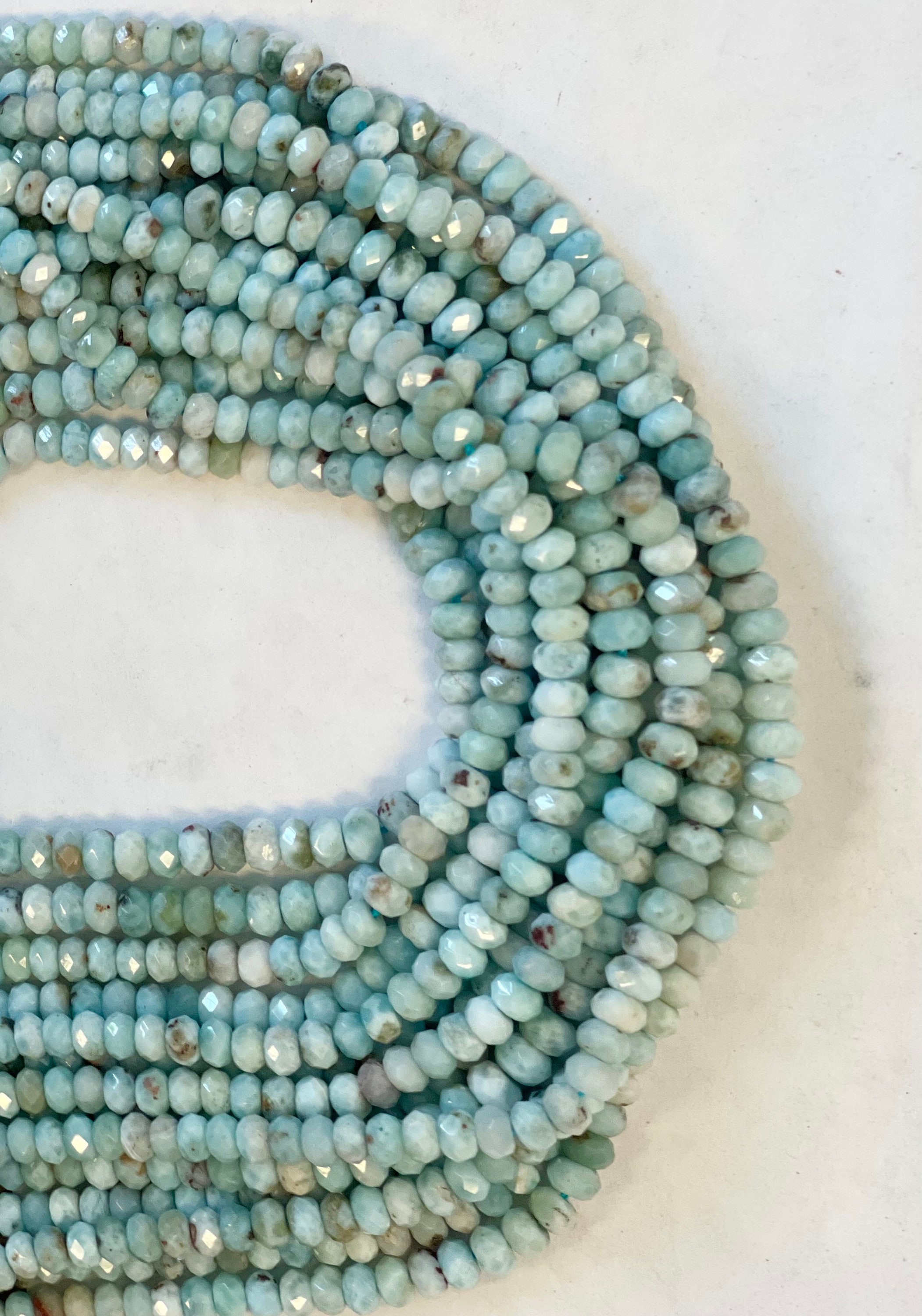 100% Natural Dominican Larimar 3x2mm Faceted Rondell Larimar Beads--15.5 Inch, Gemstone Beads