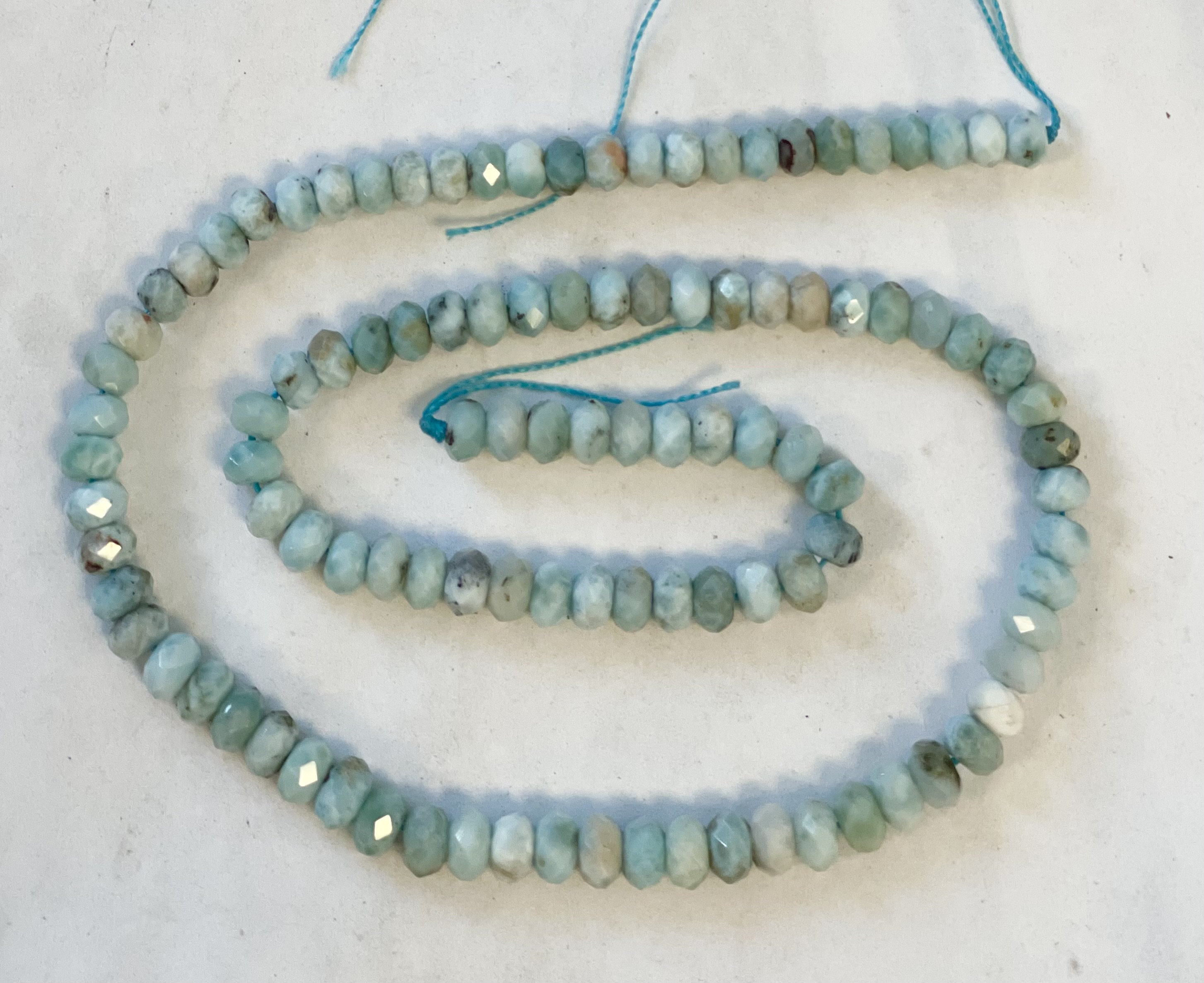 100% Natural Dominican Larimar 5x3mm Faceted Rondell  Larimar Beads--15.5 Inch, Gemstone Beads