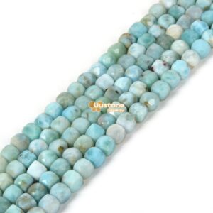 3.7mm to 4.7mm Faceted Larimar Cube Square Loose Beads DIY Jewelry Making Strand 15.5-16"