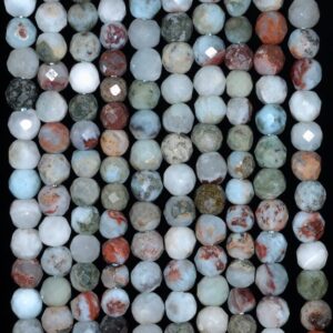 4.5mm Dominican Larimar Gemstone Grade Ab Blue Brown Fine Faceted Cut Round 4.5mm Loose Beads 15.5 Inch Full Strand (80001652-790)