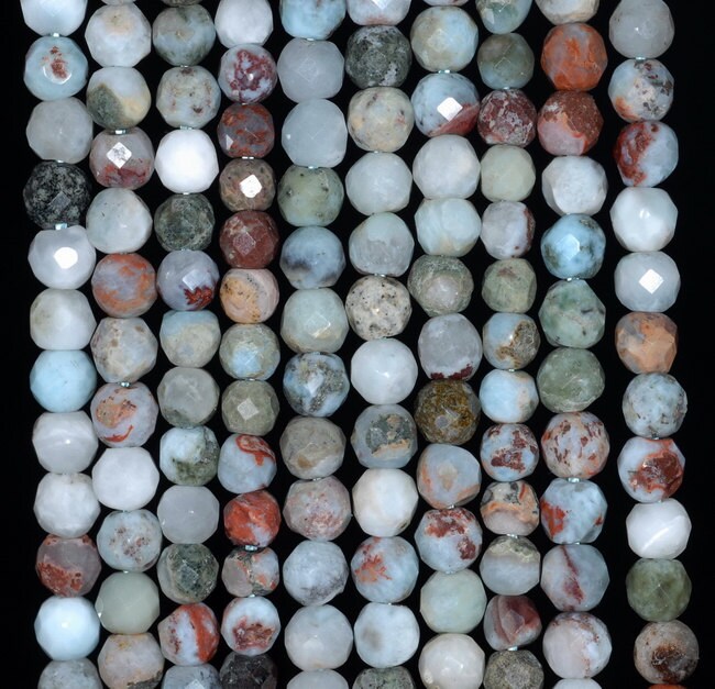 4.5mm Dominican Larimar Gemstone Grade Ab Blue Brown Fine Faceted Cut Round 4.5mm Loose Beads 15.5 Inch Full Strand (80001652-790)