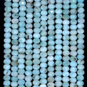 5x3mm Dominican Larimar Gemstone Grade Aaa Sky Blue Fine Faceted Cut Rondelle Loose Beads 15.5 Inch Full Strand (80001651-790)