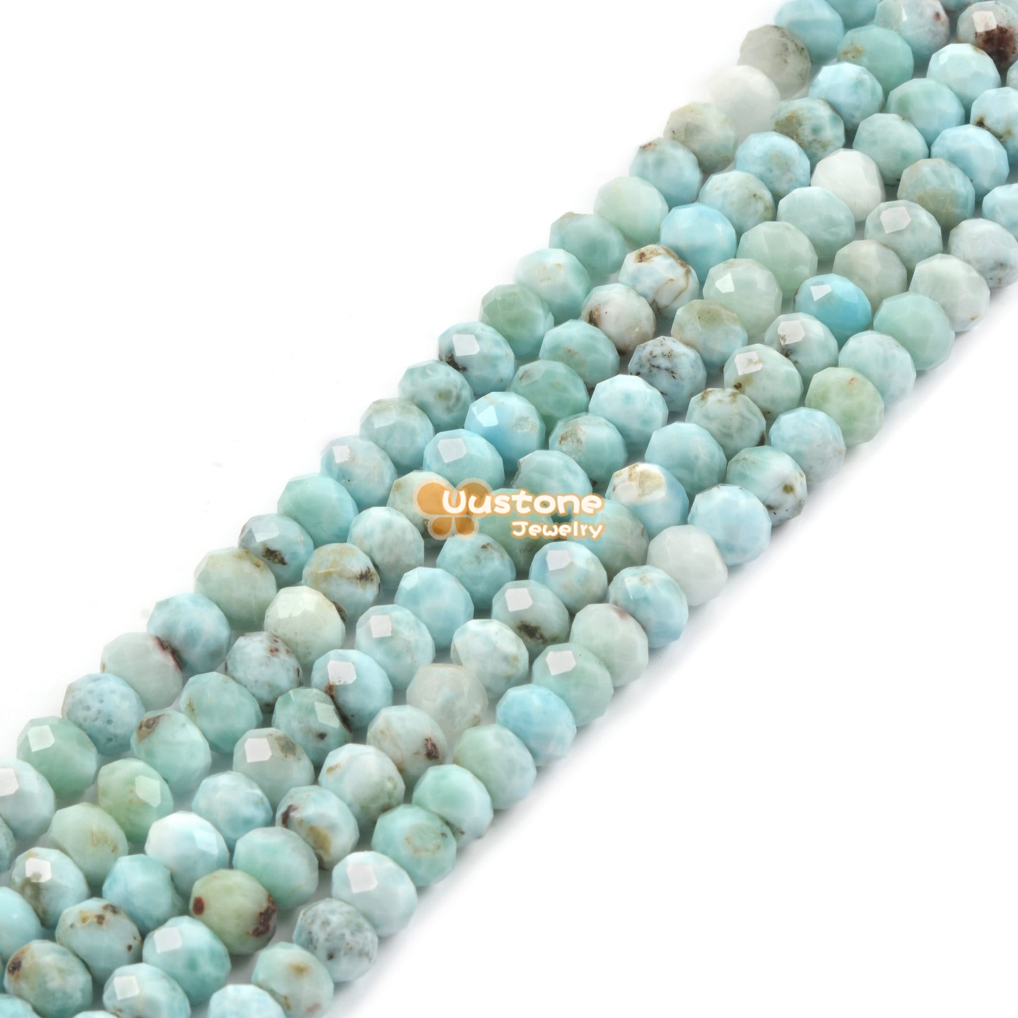 6mm To 7mm Larimar Faceted Rondelle Loose Gemstone Beads 16"