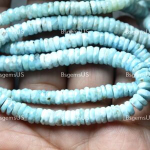7 Inch Strand,Superb-Finest Quality,Natural Larimar Faceted Button Shape Beads,Size 6-6.5mm