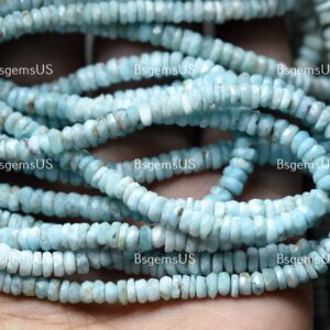 7 Inch Strand,Superb- Finest Quality, Natural Larimar Faceted Button Shape Beads,Size 5-6mm